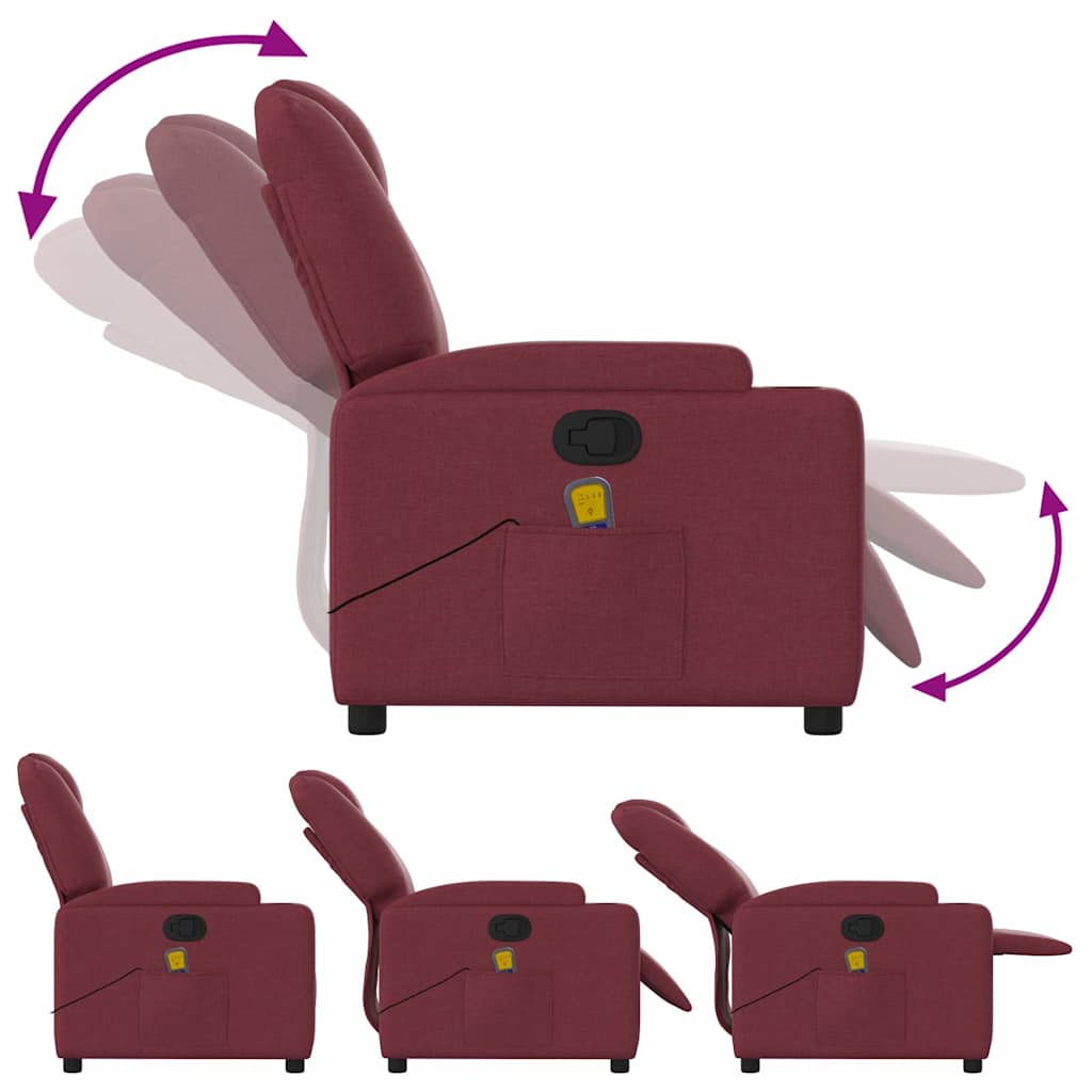 Massage Chair Burgundy Fabric