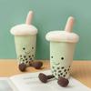 Matcha Bubble Boba Tea Pink Latte Plush Drink Stuffed Smiling Face Plushie Home Decoration Gift