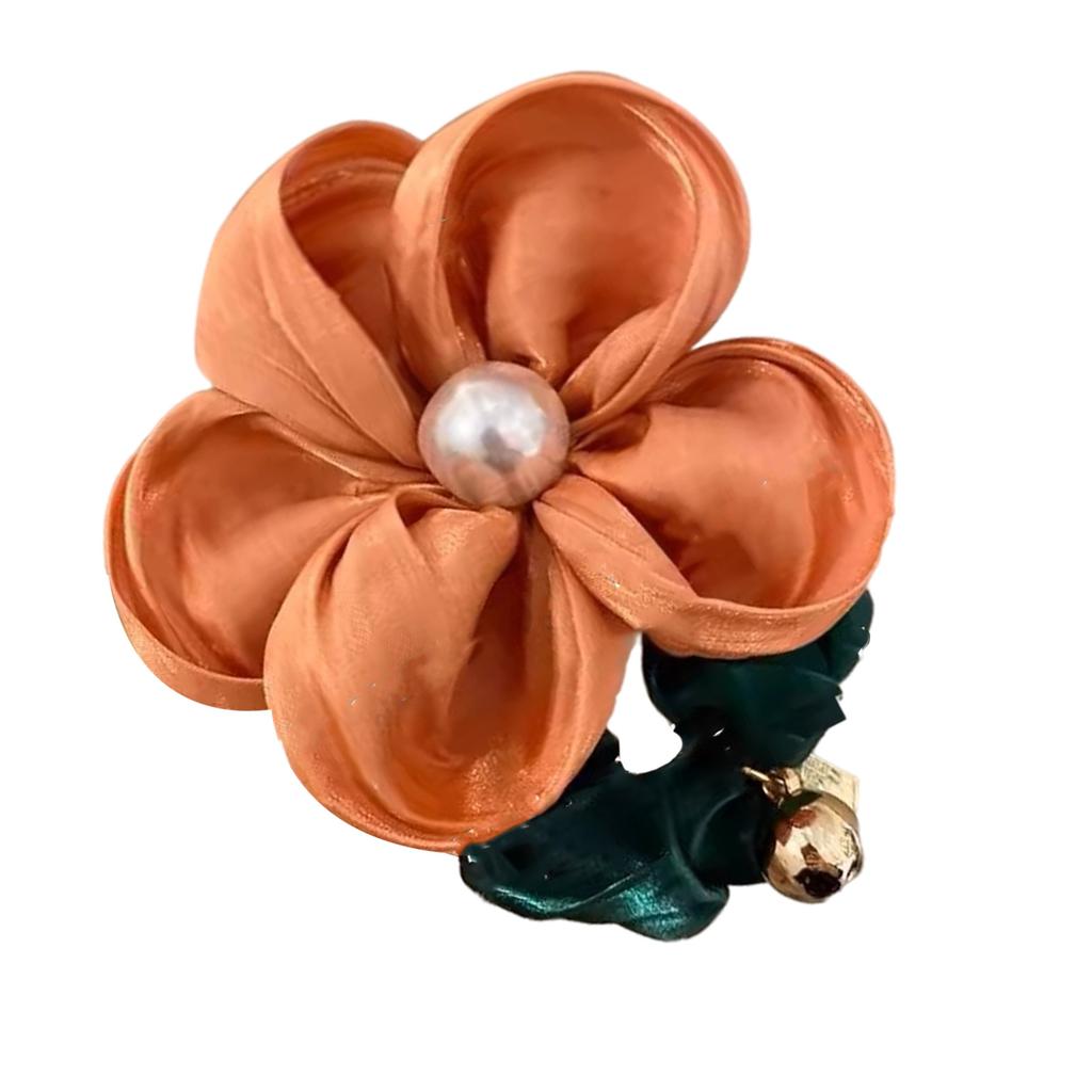 Stylish Women's Flower Hair Elastic Flower Scrunchies Large Floral Pearls Hair Rope Adds A Touch Of Fashion To Your Look