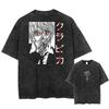 Anime Graphic Print Washed TShirt Oversized Cotton Tshirts Harajuku Harajuku Vintage Trendy T Shirt