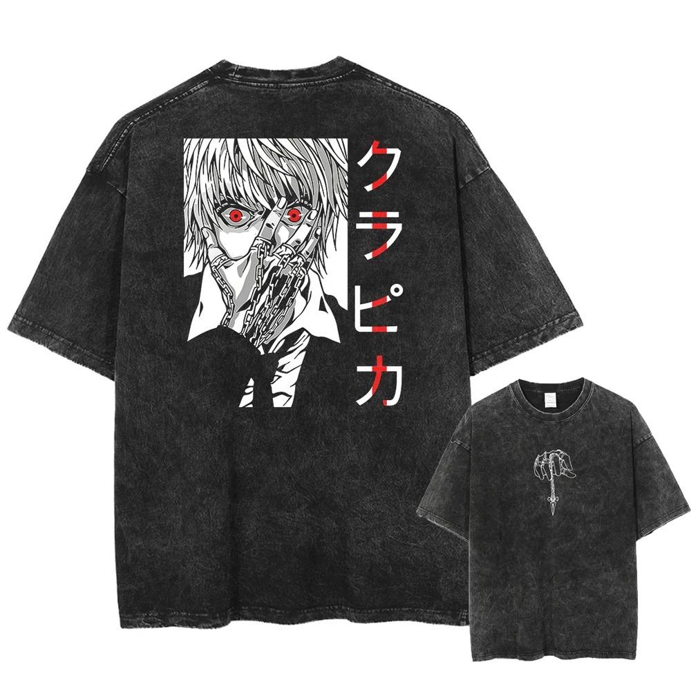 

Anime Graphic Print Washed TShirt Oversized Cotton Tshirts Harajuku Harajuku Vintage Trendy T Shirt S