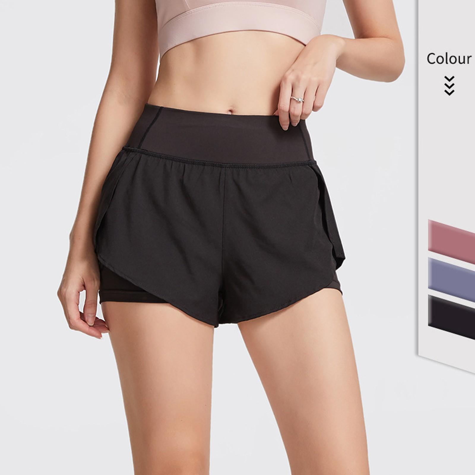 

Women Pocket High Waist Yoga Shorts Honeycomb Splicing Running Fit Lifting