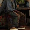 Little Mud Girl Retro Artistic Handmade Cotton Patchwork Pants