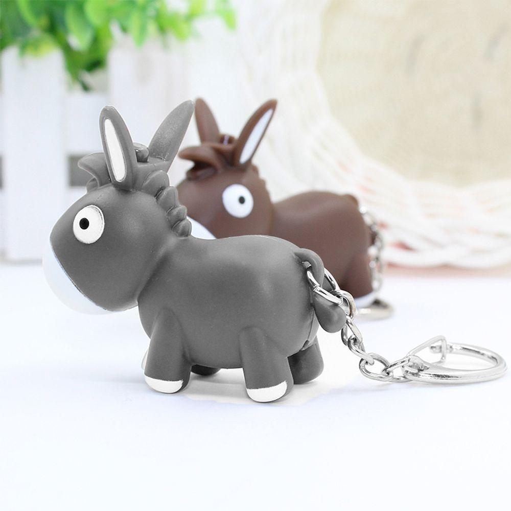 Lovely Donkey Shape Vocal Key Chain Key Ring Luminous LED Light