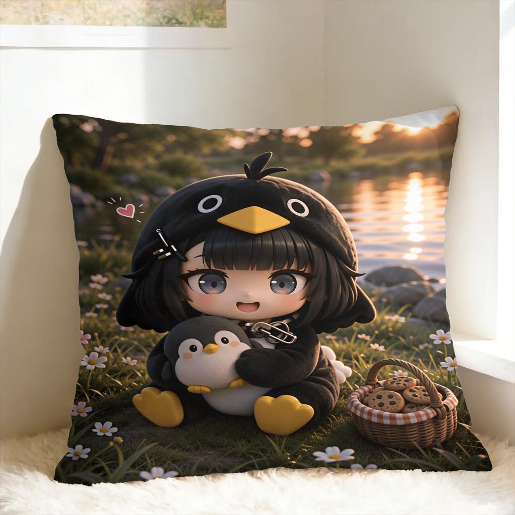 Gugugaga Penguin Arknights Endfield Pillow Cover Retro Trendy Pillow Case For Sofa Home Decoration Comfy Pillowcases Gift Idea