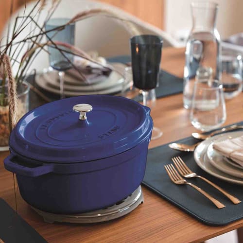 Staub Pico Cocotte Oval, 23cm, Royal Blue, Hand-held Cast Iron Enamel Pot, Oven-Safe