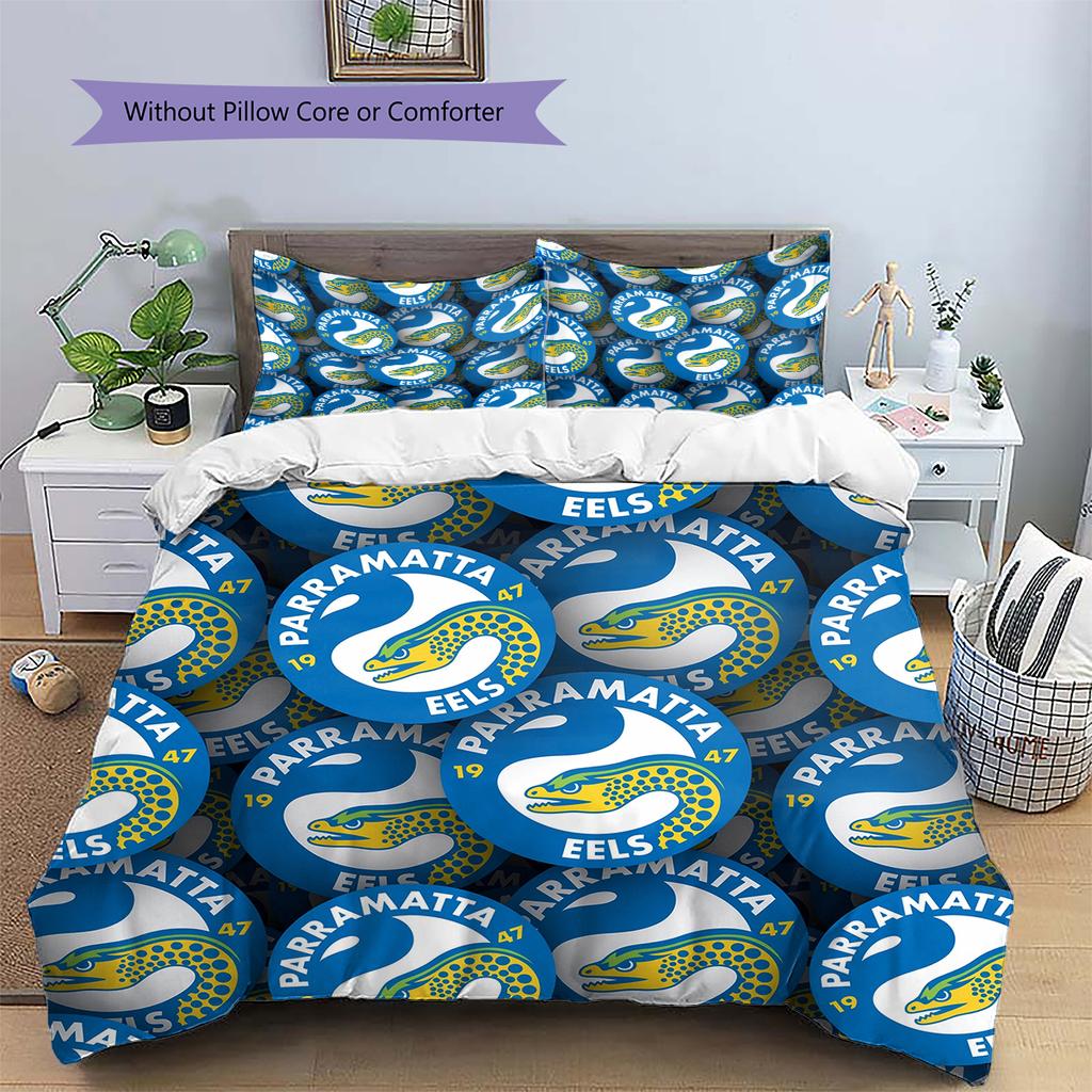 Biancheria da letto con motivo Parramatta Eels Decorazione per la casa Regalo di compleanno e festa (1 * copripiumino + 2 * federa, senza nucleo)