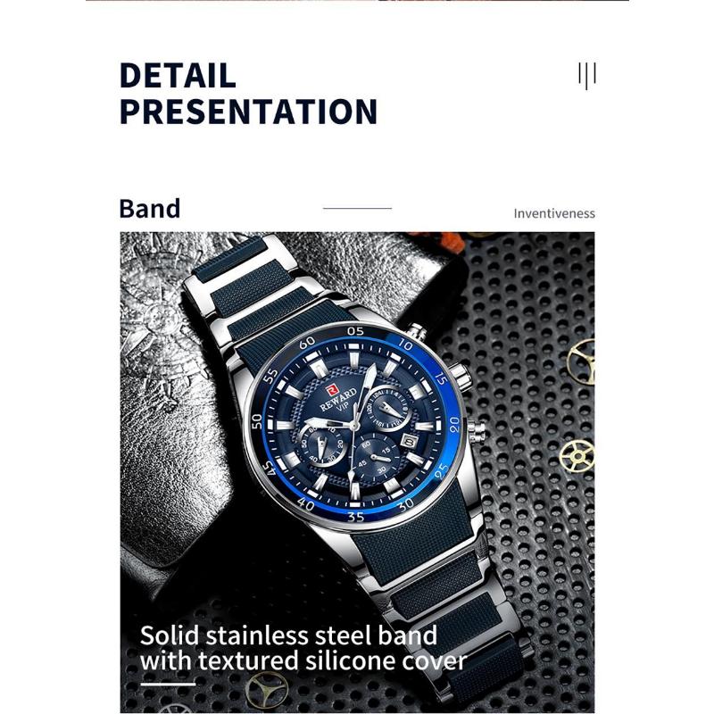 New Sport Watches for Men Fashion Silicone Stainless Steel Quartz Watches Waterproof Chronograph Wrist Watches
