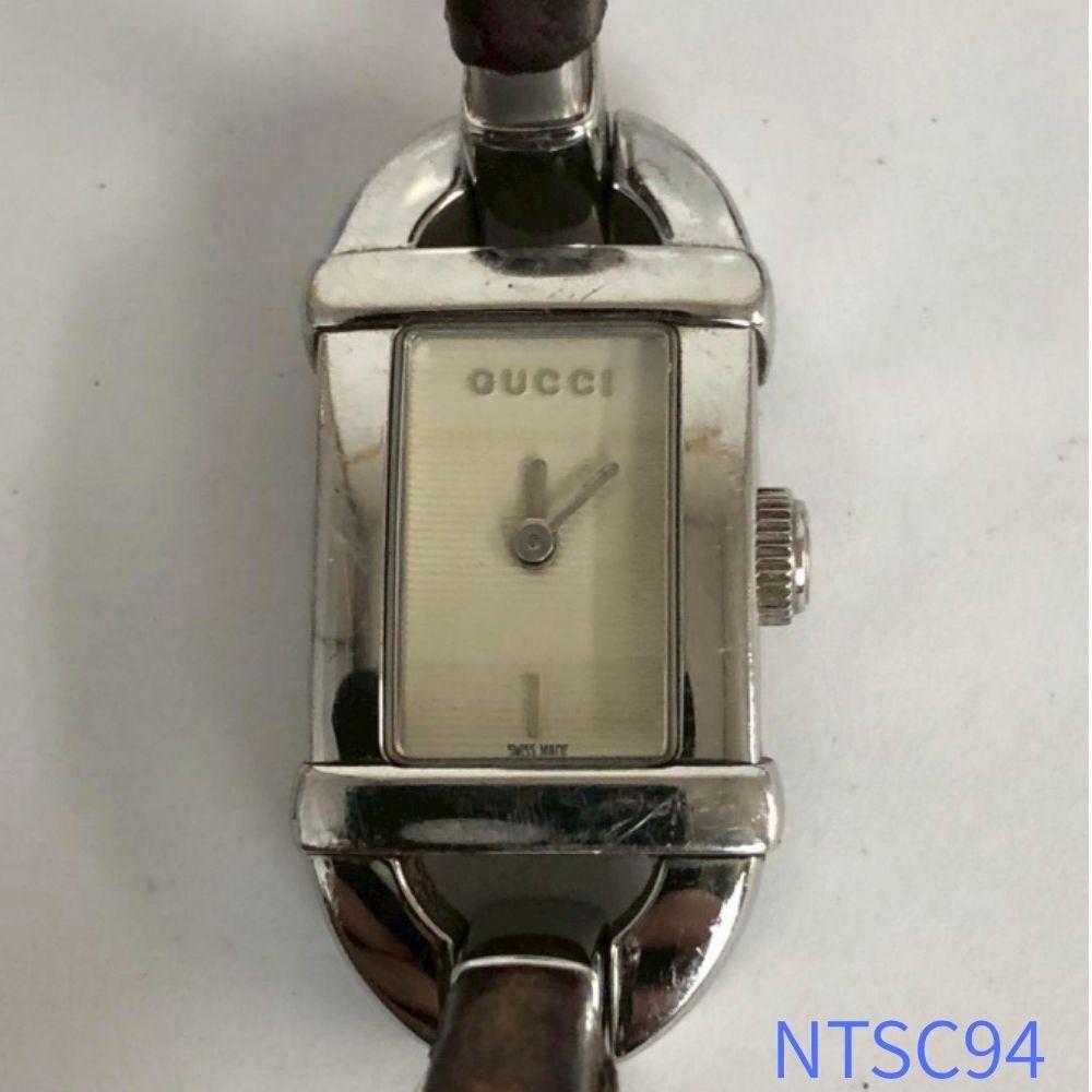 Used GUCCI Gucci Ladies Watch Quartz Horsebit Leather Belt Dark Brown Silver Vintage Old Gucci Antique