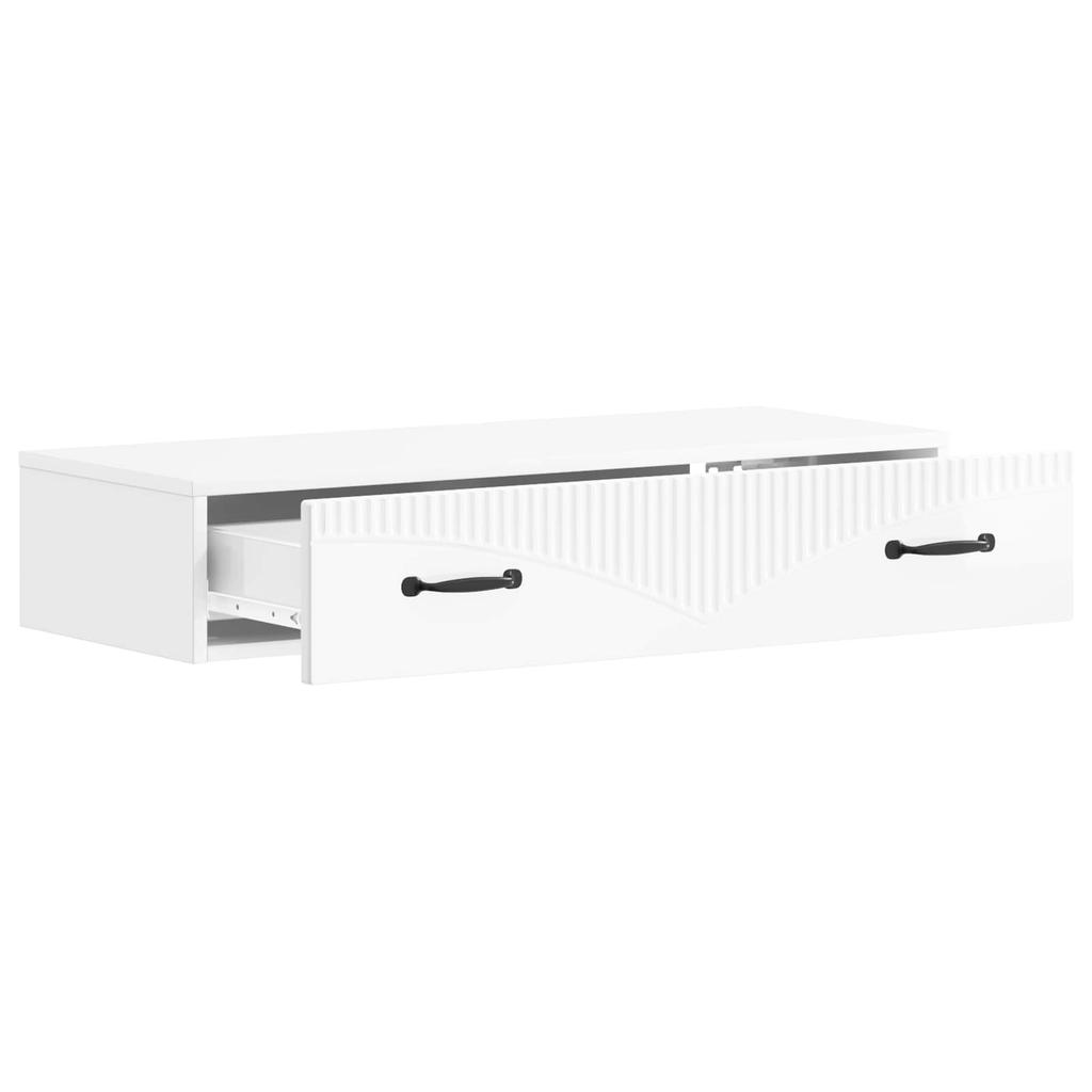 Wall Mounted Side Table High Gloss White 87.5 x 34.5 x 17 cm