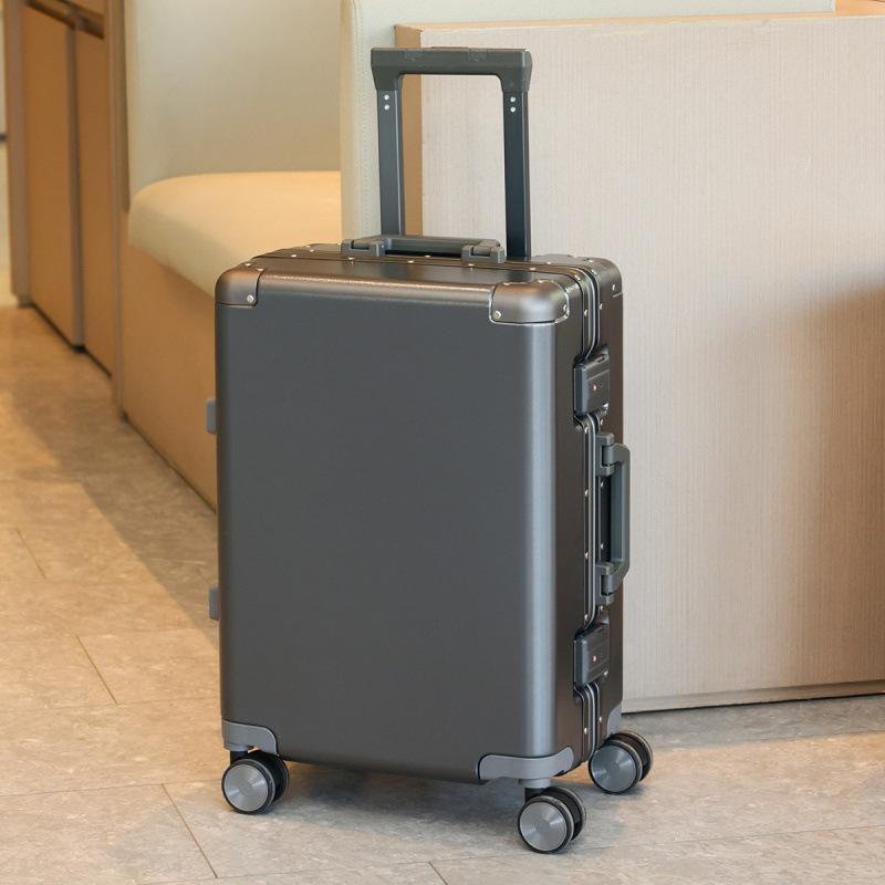 Durable Aluminum Frame Suitcase with Phone Holder & Anti-Collision Corners, Available in 20, 24, and 26 inches for Students and Adults
