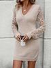 Color Block Open-Front Knit Sleeves Sweater Dress
