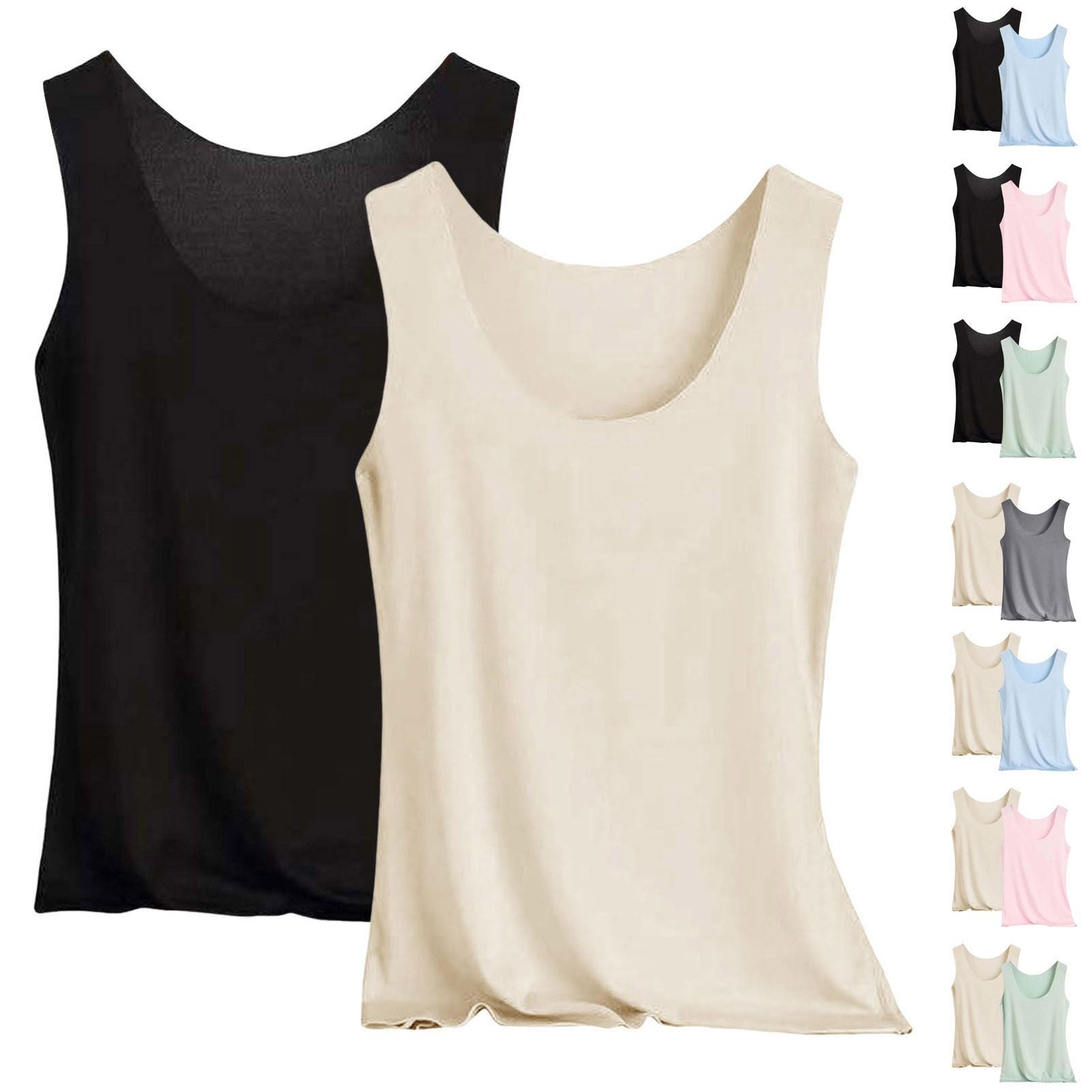 

Women s Solid Color Tank Top Seamless Silk Undershirt Sleeveless Shirt XL рожевий