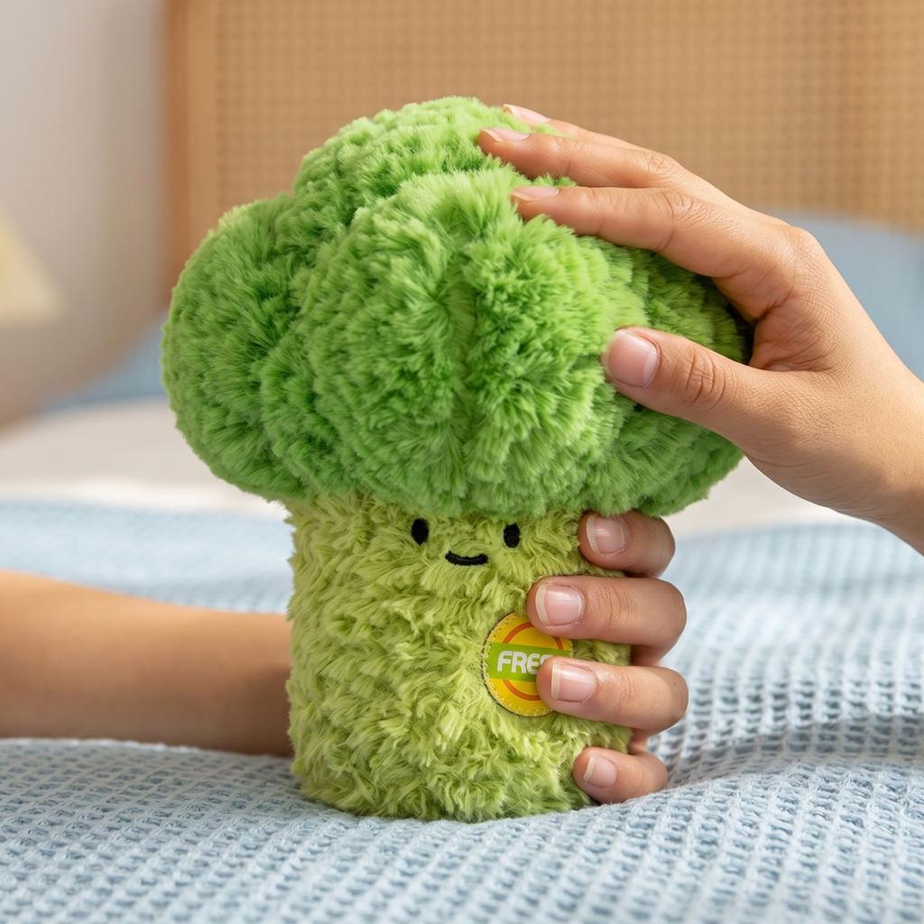 Broccoli Plush Toy - Soft Vegetable Stuffed Animal, Cute Food Doll for Bedroom Decor Kids' Gift