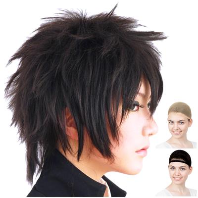 CaseEden Cosplay Wig, Short, 30cm, Heat-Resistant, Black Hair, Includes 2 Wig Nets