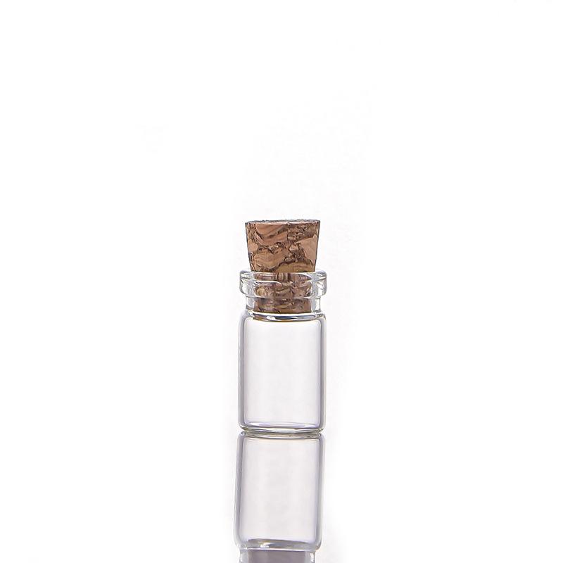 10mm Glass Tube Bottle with Mini Wood Cork, Handmade for DIY or Message Storage.