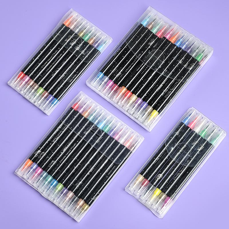 48/6Colori Pennarelli Acrilici Doppia Punta Glitterati Pennarelli Pittura Scintillanti e Brillanti per Pittura su Roccia Pietra Ceramica Vetro Legno Tessuto