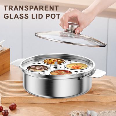 Stainless Steel Steamer Pot 4-Person Capacity Stew Pot for Porridge Soup Induction Cooktop Compatible Heat-Resistant Hard Boiled Egg Cooker