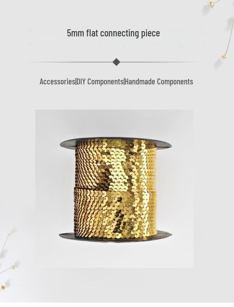 Eco-friendly 5mm Flat Lace PET Sequin Woven Ribbon for Shoe and Hat Accessories