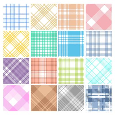 Pacote de 16 peças Fat Quarter - Impressão Pastel Checks 18" x 22" DIY Patchwork - Tecido de quilting pré-cortado 100 algodão