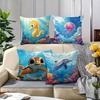 4PCS Cartoon Ocean Pillow Covers: Seahorse, Dolphin, Turtle, Jellyfish & Coral. Lifelike Print for Bedroom, Sofa & Party Decor