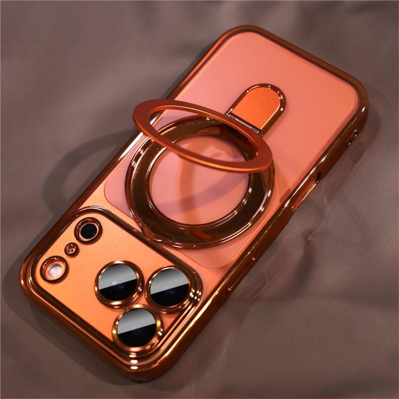 

Plating Magnetic Ring Stand Case For iPhone 17 Air 16 15 14 Plus Pro Max Case Shockproof Wireless Charge For Magsafe Cover For iPhone 12 Pro чёрный