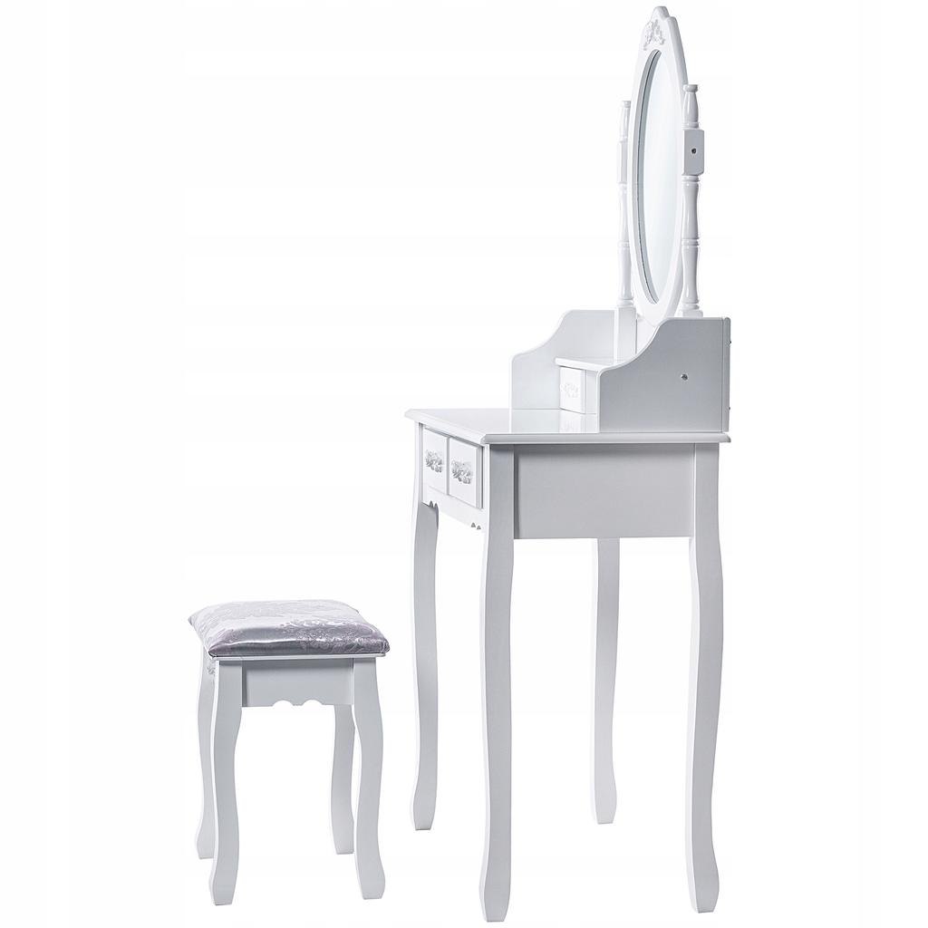 KADAX Măsuță de toaletă Cosmetică Pentru machiaj Cu oglindă Led + Taburet Albă 75x147cm