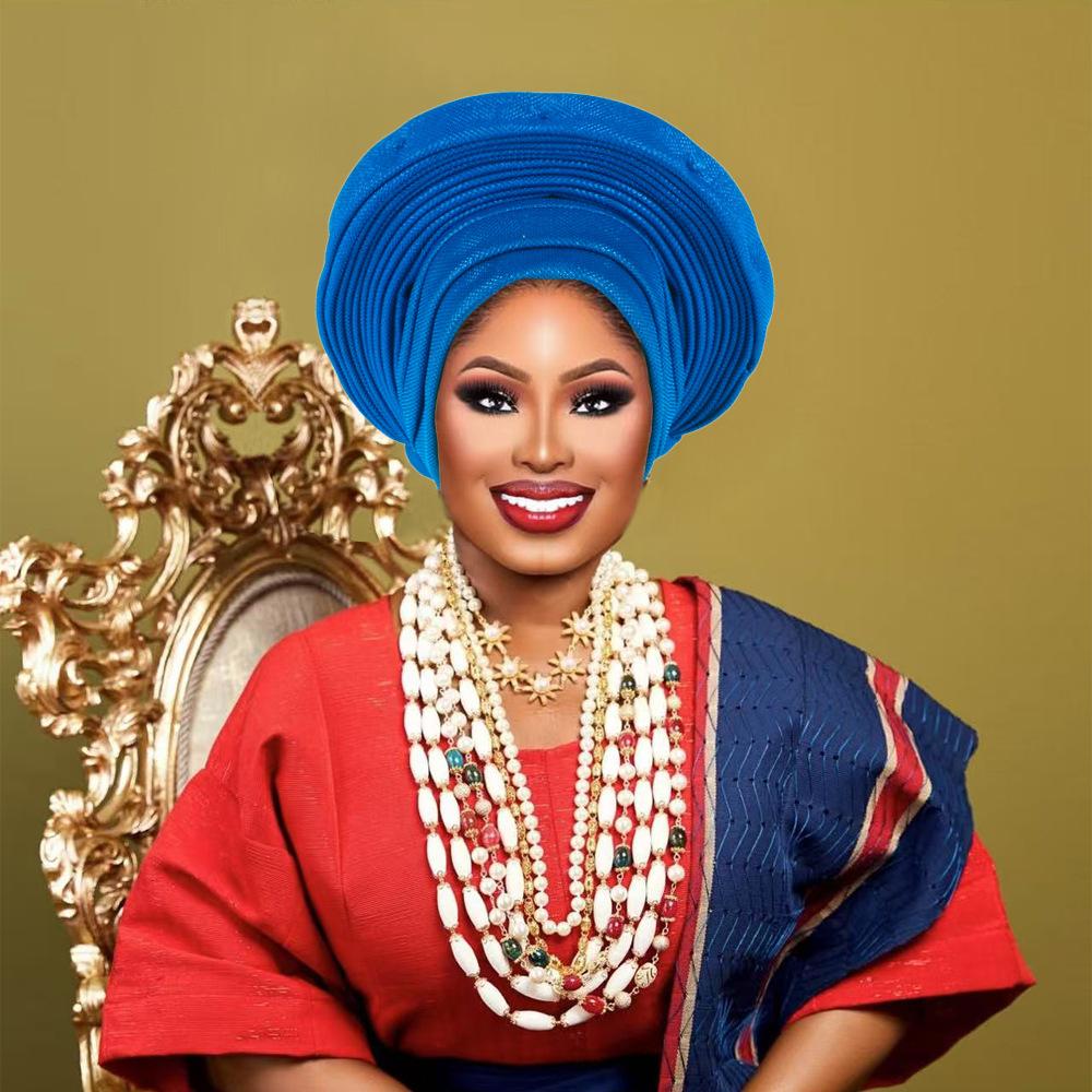 Nigeria Kopfbedeckungen Hochzeitsfeier Kopfschmuck Elegante Afrikanische Kopfbedeckung Turban Bereits Fertig Damen Auto Gele Damen Kopfwickel