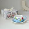 Retro Tulip Coffee Cup Saucer Set Afternoon Teacup Creative Sub Water Cup Ceramic Cup Exquisite