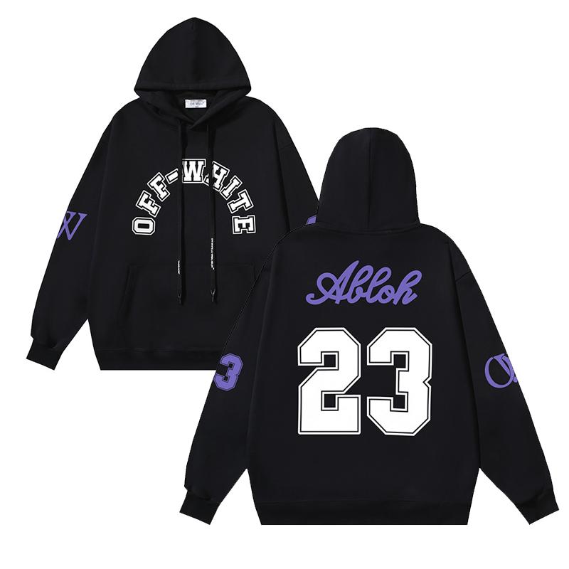 

1063 Off-White 2025 Autumn/Winter New OW Letter No. 23 Micro Label Printed Men s and Women s Hoodie Sweatshirt XL чорний
