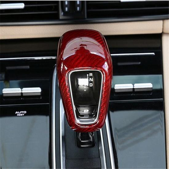 Bright Red Carbon Fiber Car Console Gear Shift Knob Sticker For Cayenne 18-23