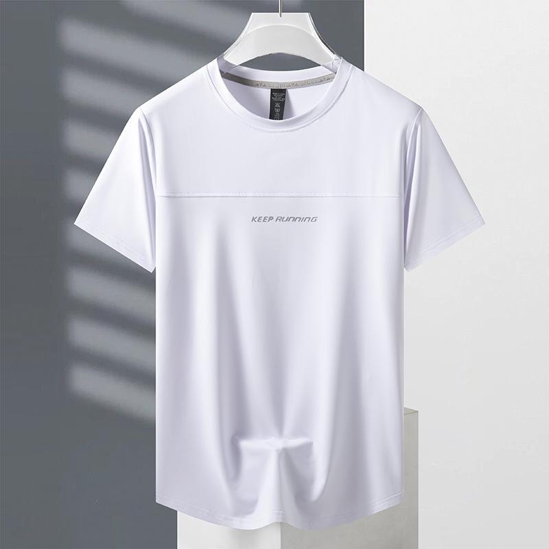 

Летняя быстросохнущая одежда из ледяного шелка, повседневная верхняя футболка для мужчин, дышащая спортивная футболка с короткими рукавами, тонкий костюм с кондиционером L