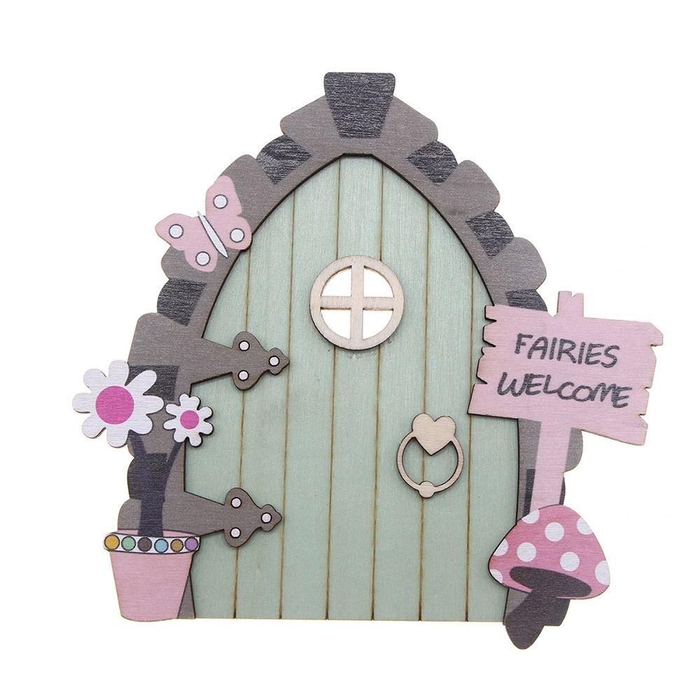 Mehrfarbige Miniatur-Elfentür, Geschenk, Holzhandwerk, Gartendekoration, Märchentor, Mikrolandschaft, DIY-Feentür