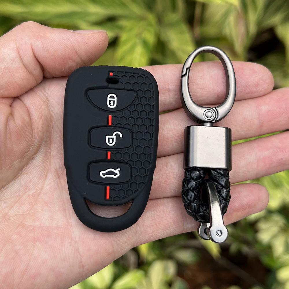 Silicone Car Key Case for Hyundai Kia Elantra Sonata Accent Tucson Sonata Santa FE Carens 2007-2011 Rubber Remote Cover Keychain