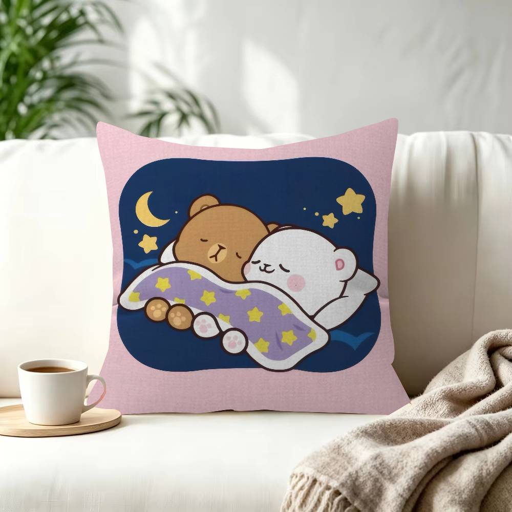 Cartoon MMilk And MMocha Decorative Pillowcase Square Pillowcase Home Office Decorative Cushion Cover