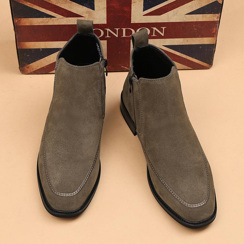 

Модная новая осенняя мужская обувь, модные повседневные кожаные ботинки в британском стиле, матовые короткие ботинки в корейском стиле, замшевые ботинки челси для мужчин 38 коричневый