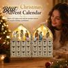 Advent Calendar with Drawers 24 Days Wooden Nativity LED Lights Foldable Christmas Countdown Boxwood Keepsake Gift Calendar House Shape Surprise