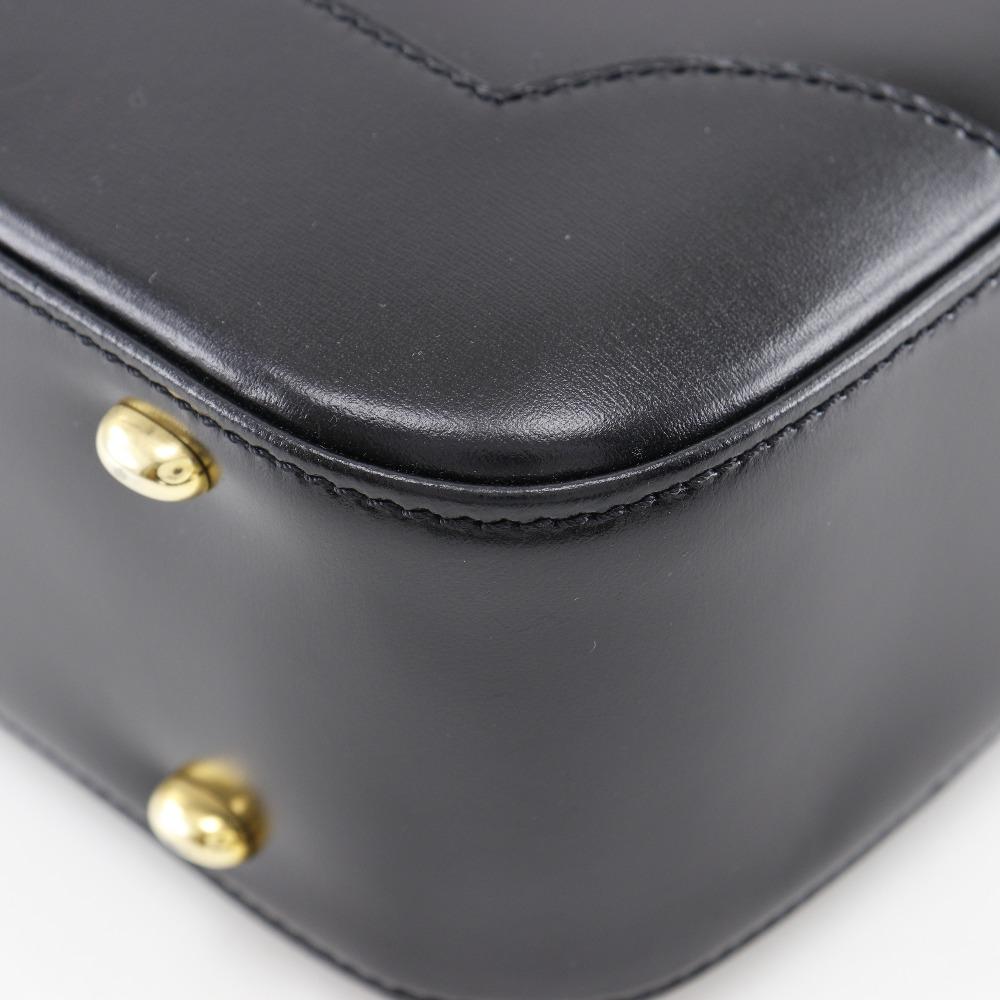 CELINE logo Shoulder Bag vintage black Calfskin Women Used