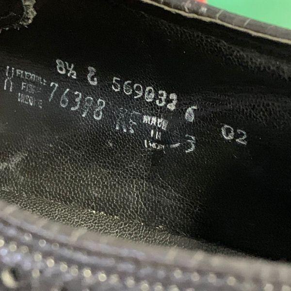 Vintage 80s-90s / Made In USA / FLORSHEIM Long Wingtip Goodyear Welt Leather Shoes Black /8.5E / 26.0-26.5cm/(USED)