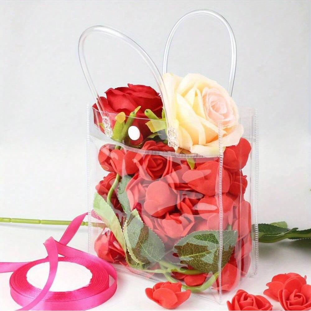 14 Pcs PVC Plastic Transparent Gift Bags, 7.87X 5.91X 2.76 Inch Tote Bag for Boutique Wedding Birthday Party Jewellery Display and Packaging Supplies