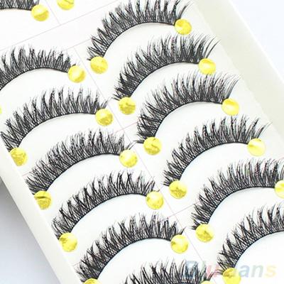 10 párů dlouhých hustých křížových umělých řas Make-up Krása Prodloužení řas