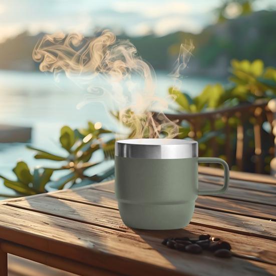 6/8 Oz nerezový vakuový šálek Izolovaný hrnek na espresso Kávový hrnek Keramická podšívka Stohovatelný přenosný cestovní termohrnek