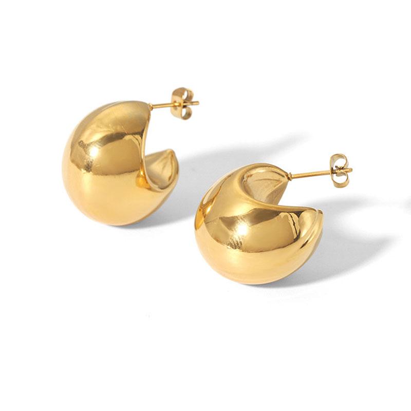 Korean New Classic Gold Color Plated Metal Hoop Earrings For Women Fashion Jewelry Temperament Girls Daily Wear Earrings