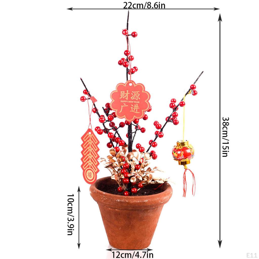 Artificial Potted Flower Bonsai Chinese Year Ornaments for Garden Dining Room