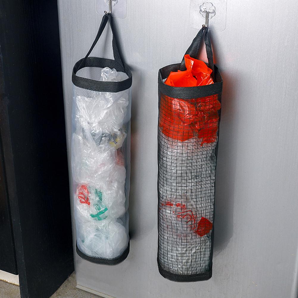 Home Grocery Bag Holder Wall Mount Plastic Bag Holder Dispenser Hanging Storage Trash Garbage Bag Kitchen Garbage Organizer