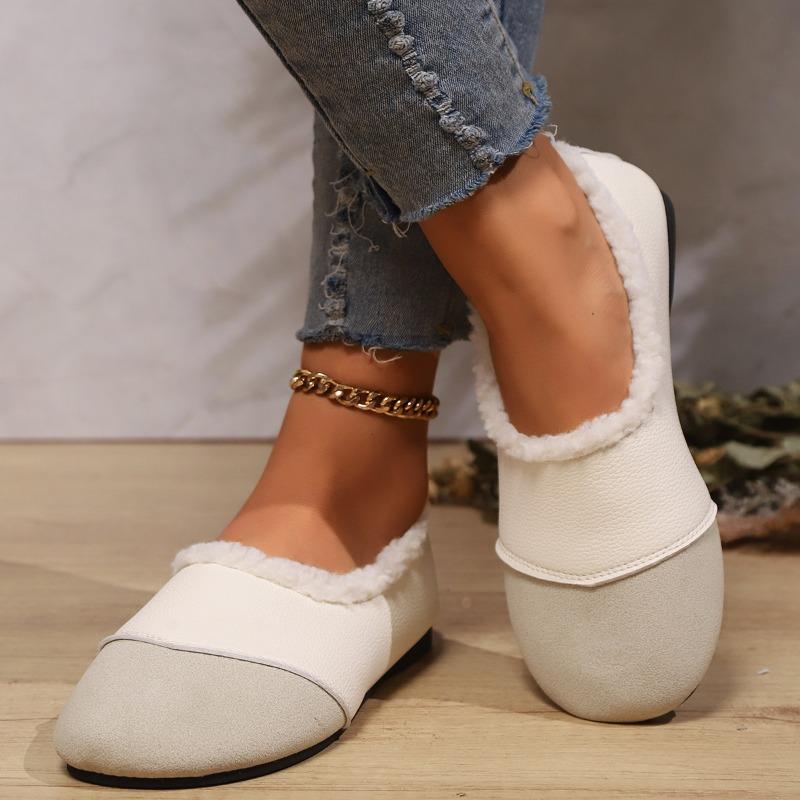 Women's Fleece-Lined Loafer 2025 Winter New Arrival Vintage-Style Round-Toe Soft-Sole Soft Leather Slip-On Warm Cotton Boots
