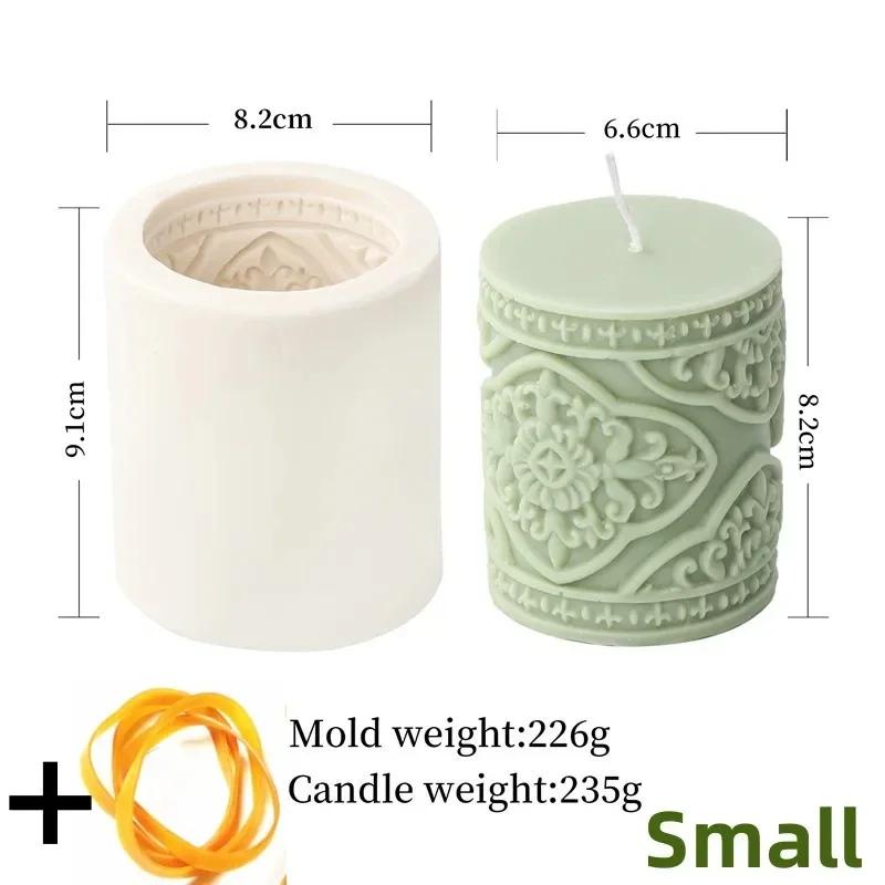 New Lace pattern cylindrical candle silicone mold carving pattern flowers and plants cylindrical candle mold candle making molds