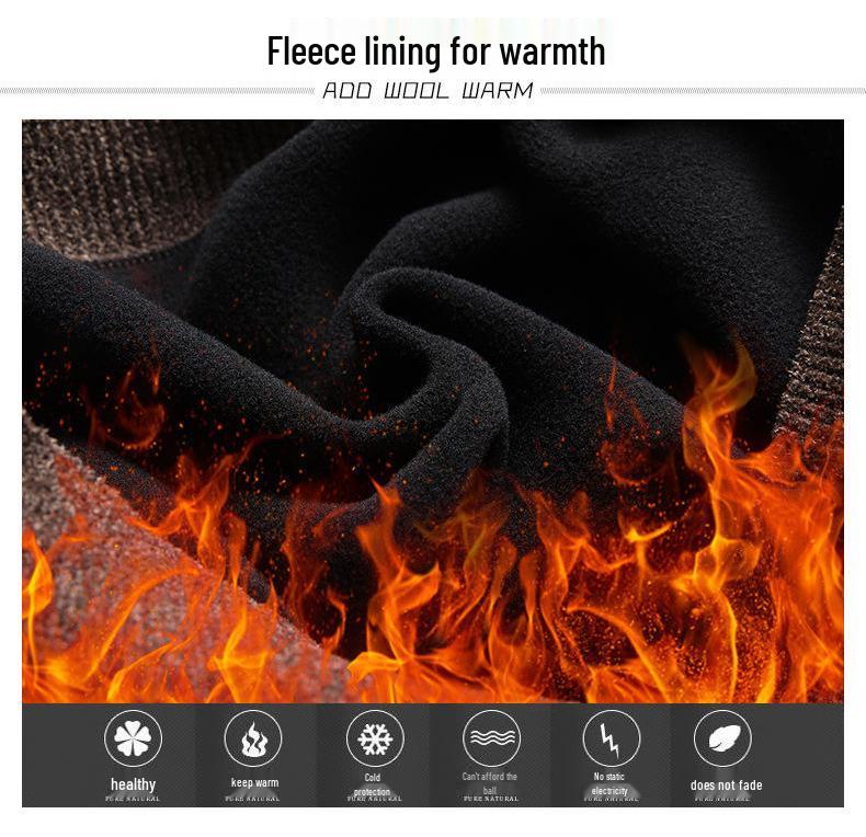 Men's Plus Velvet Thickened Round Neck Chenille Sweater - Solid Color, Loose Fit, Warm Knit Pullover