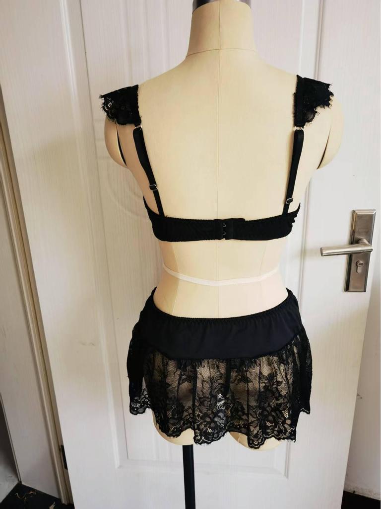 Sexy Cross-Border Lace Bow Bikini Lingerie Nightdress Set