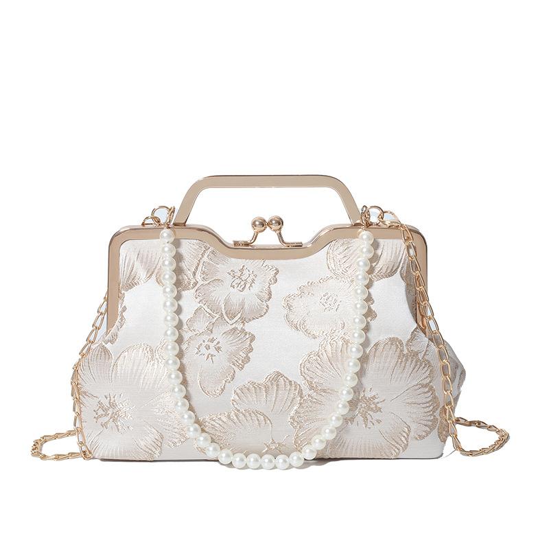 

Vintage Classic Lace Bag Beads Wedding Shell Lock Bags Women Shoulder Crossbody Bag Chain Women s Handbags Purses 2025 New золотий
